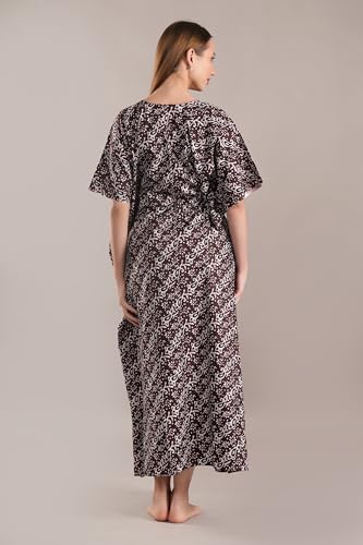 Image of Onekbhalo Women's Cotton Floral Kaftan Nighty Maxi Gown (OK Free Size)