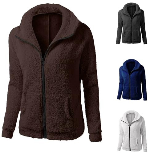 Fleece Jackets for Women 2024 Full Zip Sweatshirt Jacket Lapel Collar Coat Women Fuzzy Sherpa Jacket Winter Outerwear2