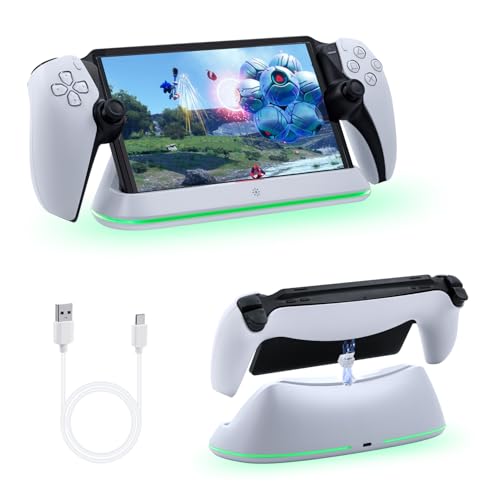 Mcbazel PS Portal�p �}�O�l�b�g�� LED�[�d�X�^���h Type-C���� �}���[�d �ߏ[�d�h�~ �ߏ[�d�ی� ��t�ȒP PS5�|�[�^�u�������[�g�v���[���[�p ���[�֗� �ȃX�y�[�X - �z���C�g