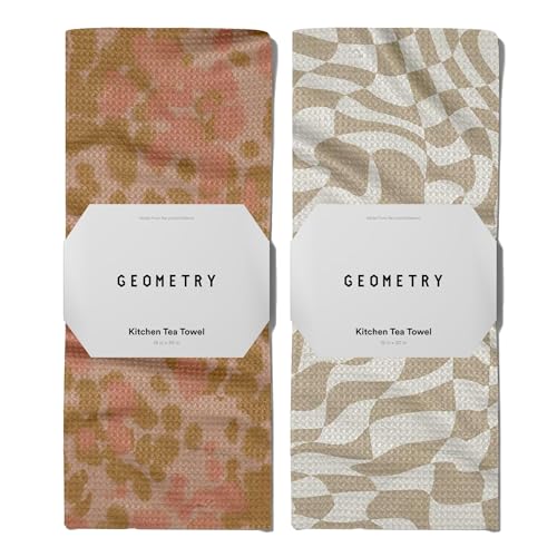 GEOMETRY Kitchen Towels - Quick Dry Microfiber Cloth Dish Towels for Kitchen Drying - Premium Quick Dry Towel - Harvest Hues, 18" x 30" - 2 Pieces