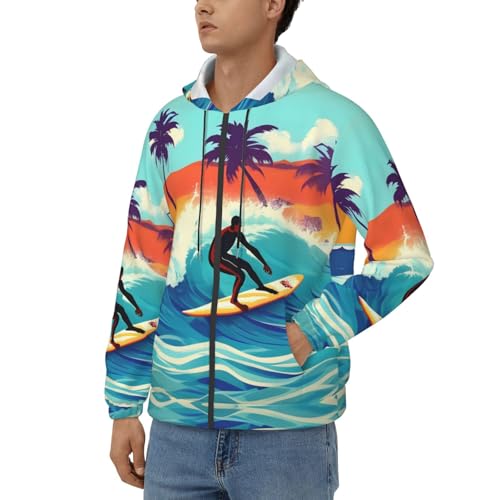 Sweat à capuche imprimé ondulé doté d'un col à cordon ajustable pour un style unique