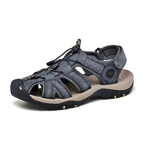 Men Leather Sandals Water Beach Outdoor Non-Slip Soft Comfortable Wear-Resisting(48) - Main Image