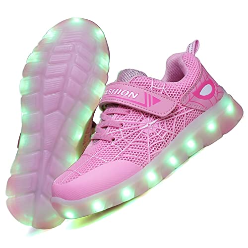 Kids Led Light Up Shoes Flash Sneakers with Spider Upper USB Charge Luminous Trainers for Boys Girls Toddles