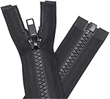 YaHoGa 2PCS #5 28 Inch Separating Jacket Zippers for Sewing Coats Jacket Zipper Black Molded Plastic Zippers Bulk (28