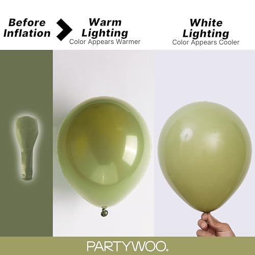 Image of PartyWoo Sage Green Balloons 100pcs Different Sizes of 18 12 10 5 Inch Olive Boho Green Latex Balloon Arch Kit for Wedding Birthday Dinosaur Jungle Golf Football Theme Party Decorations Green-F11