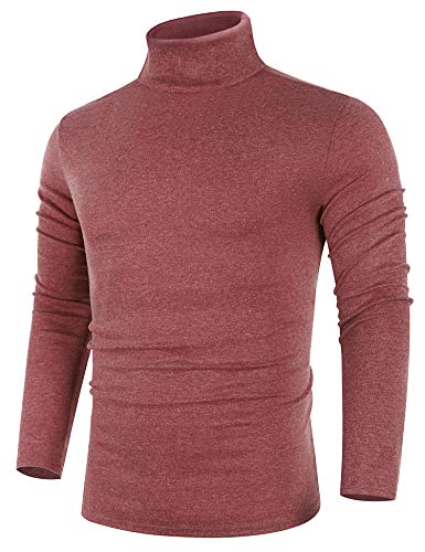 Image of Poriff Men's Casual Slim Fit Basic Tops Knitted Thermal Turtleneck Pullover Sweater