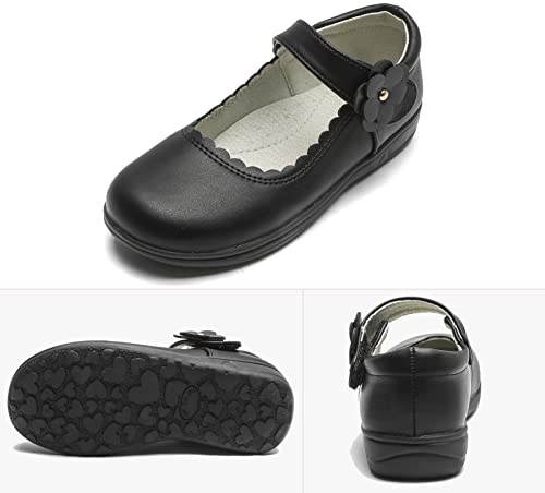 WUIWUIYU Girls Black School Uniform Dress Shoes Ankle Strap Synthetic Leather Mary Janes Flats4