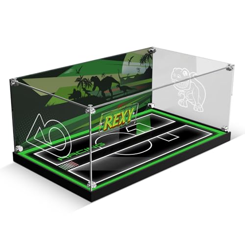 Image of Acrylic Display Case for Lego 42224 Porsche 911 GT3 R Rexy AO Racing Car, Dustproof Acrylic Showcase Box with with LED Lighting(Only Case - Model Not Included)