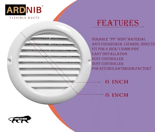 Image of Chimney Pipe Vent Cover 6 Inch /150mm for Kitchen Chimney Pipe Outer Vent Cover Cover /Ventilation Cap /Chimney Exhaust Pipe Cowl Cover White