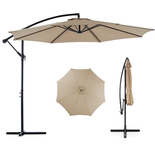 OLIXIS 10FT Offset Patio Umbrella, Cantilever Patio Umbrellas, Outdoor Sun Shade with Easy Tilt...
