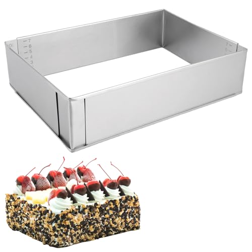 Cadre Patisserie Rectangulaire 8 cm Réglable, Moule à Gâteau en Acier Inoxydable pour Pâtisserie