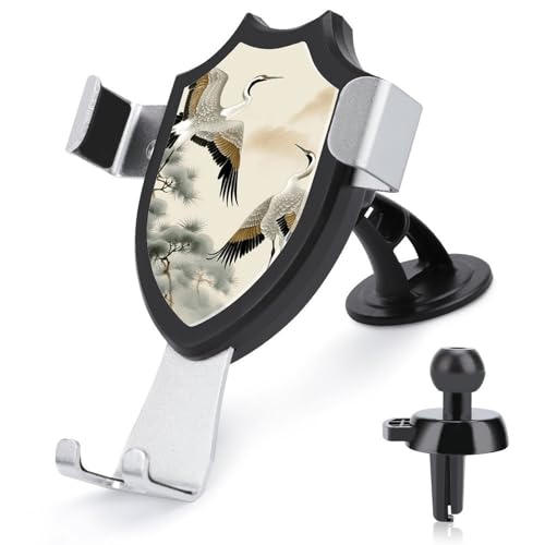 Support de téléphone pour voiture Grues volantes au design peinture traditionnelle japonaise