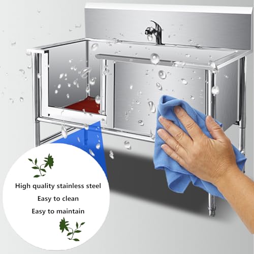 Bañera de acero inoxidable para aseo de perros, estación profesional de lavado de mascotas para el hogar, ideal para perros grandes, duradera y fácil de limpiar