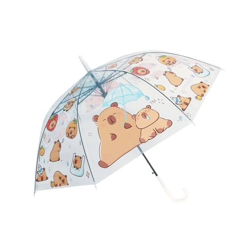 Sweeaau Parapluie de voyage transparent coupe-vent avec ouverture automatique et fermeture automatique Capybaras Imprimer Parapluie pliable pour enfants, Droit