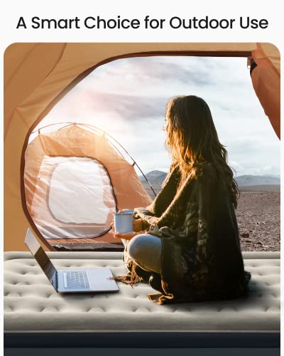 iDOO Single Air Bed, Inflatable Mattress with Built-in Pump, 3 Mins Quick Self-Inflation/Deflation Blow Up Air Mattress, Comfortable Top Surface for Home Portable Camping Travel 188x99x38cm 249kg MAX