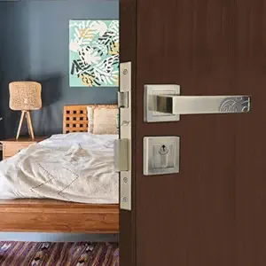 Godrej Mortise Lock | Handle Lock Set for Main & Bedroom Door | Cascade Rossette Home Decor Handle | Antique Brass Finish | 60 mm 1CK Cylinder - Knob from Inside and with 4 Keys,with 5year Warranty