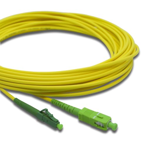 Conectra® - Cavo patch in fibra ottica | OS2 | Singlemode | Simplex | LC/APC su SC/APC | giallo | ideale per reti domestiche FTTH | Cavo in fibra ottica a guida d'onda (Lunghezza 0,25 m)