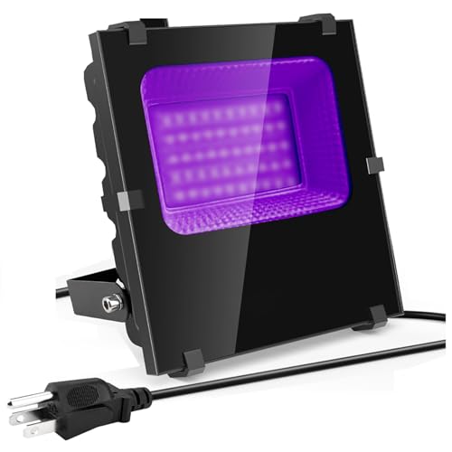 Waygor 300W Black Light Flood Lights - High Power LED Black Lights Outdoor IP66 395nm to 405nm LED UV Blacklight Floodlight Waterproof Black Light Spotlight with Plug for Glow Party Halloween (1 Pack)