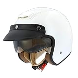 veste moto cuir paris Color : Weiß Astone Helmets - Casque jet Sportster 2 mono color- Casque jet néo rétro - Casque moto jet vintage - Casque jet casquette avec en cuir - Coque en polycarbonate - white XS