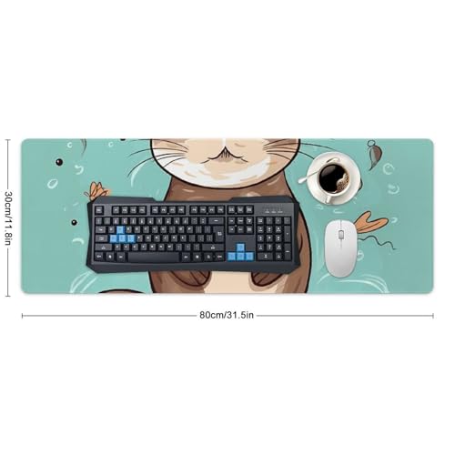 Tapis de souris LED loutre mignon grand format antidérapant pour le bureau
