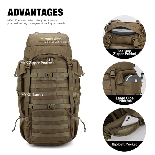 Mardingtop 70L Internal Frame Backpack for Hunting,Camping,Hiking Backpacking Backpack with Rain Cover - Image 4