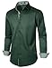 JEMITOP Men's Stretch Multi-Use Dress Shirts Party Prom Wedding Tuxdeo Long Sleeve Button Down Shirts Dark Green L