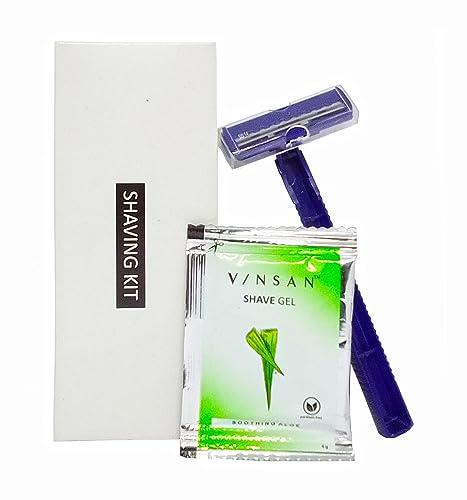 Image of (50 Sets) Shaving Kit in Bulk, Smooth Shave Disposable Razor and Cream(4g), Individually Wrapped Toiletries Amenities for Hotel Travel Shaving Set Travel Size Toiletries Camping and Travel