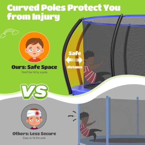 Image of ORCC 1200LBS Weight Capacity Kids Trampoline 16 15 14 12 10 8FT Outdoor Yard Trampolines for Kids Adults, Heavy-Duty Galvanized Steel Frame Recreational Trampoline