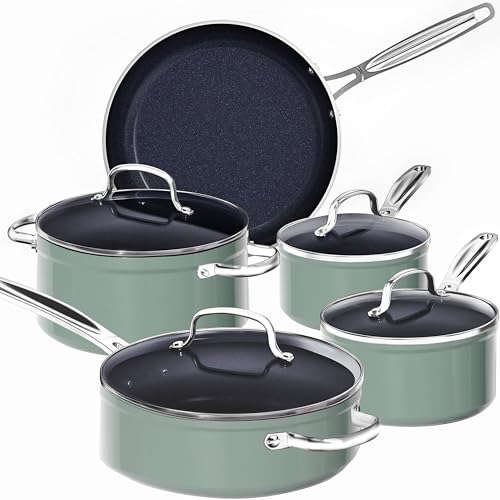 Image of Nuwave 9pc Cookware Set Healthy Duralon Blue Ceramic Nonstick Coated