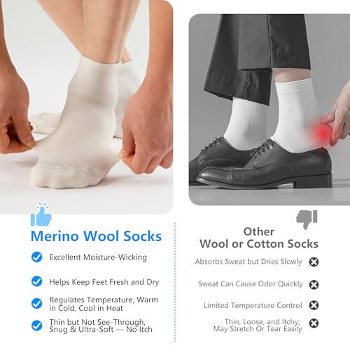 Image of ZEAL WOOD 3 Pairs Mens Womens Merino Wool Ankle Athletic Socks Low Cut Running Golf Tennis Hiking Socks Quarter