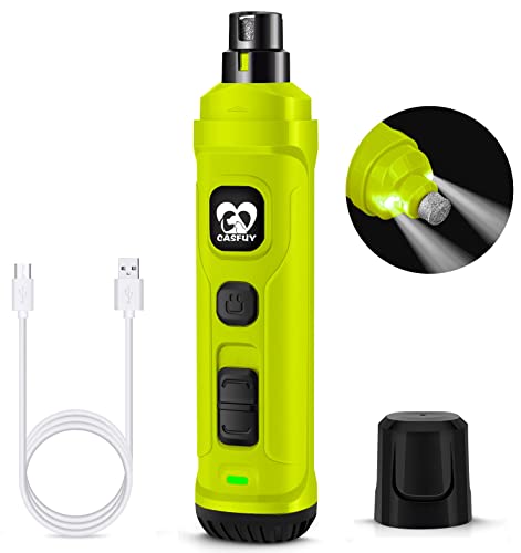 Casfuy Dog Nail Grinder with 2 LED Light - New Version 2-Speed Powerful Electric Pet Nail Trimmer Professional Quiet Painless Paws Grooming & Smoothing for Small Medium Large Dogs(Green) by Casfuy - Used condition - CA$19.77