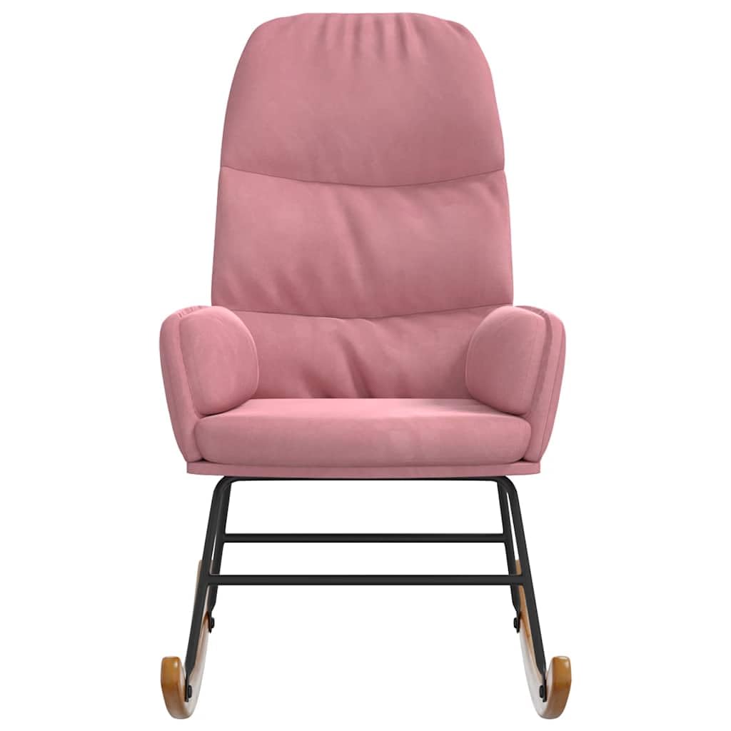 Mecedora de terciopelo rosa con acolchado y reposabrazos, silla de relax ergonómica para salón, dormitorio y habitación de bebé, sillón reclinable moderno con respaldo, balancín y estructura