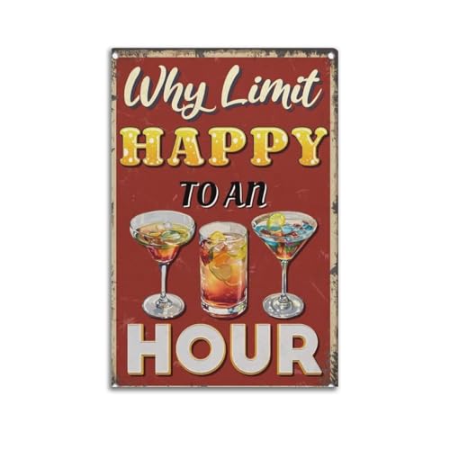 Poster Happy Hour vintage 60x90 cm pour habiller un grand mur vide de salon