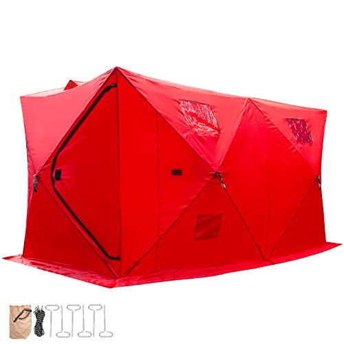 Happybuy Ice Fishing Tent Waterproof Pop-up 2/3/4/8 Person Carrying Bag Ice Shelter Fishing