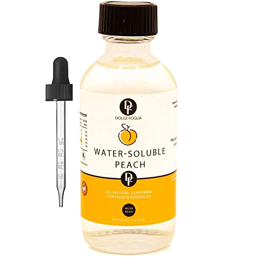 Image of Dolce Foglia Peach Extract - 2 Ounce Water-Soluble Multipurpose Flavoring Ideal for Baked Goods, Beverages, Coffee, Desserts & Ice Cream - Peach Essence Perfect for Weight Management