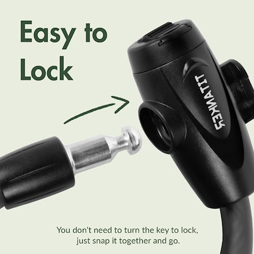 Titanker Bike Locks With Keys, Bike Lock Cable 6 Feet Coiled Secure Bike Cable Lock With Mounting Bracket, 1/2 Inch Diameter #TOP1