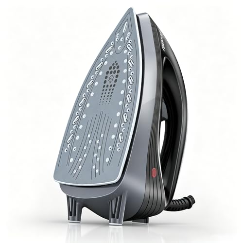 Image of Sundu Steam Iron for Clothes with Rapid Heating Ceramic Coated Soleplate, 1500W, Auto-Off Safety, Burst of Steam, Self-Clean, Anti-Calc, Anti-Drip 300ml Water Tank for Clothes Ironing Dark Black