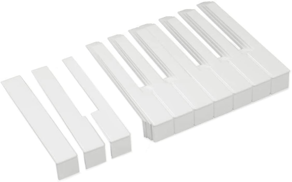 JiayouyComplete Set 52Pcs Plastic Piano Keytops with Fronts Piano Key Tops Replacement White 52mm Long Head