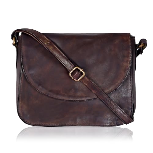 Image of Genuine Leather Shoulder Crossbody Purse For Women with Adjustable Strap, Mobile Pocket & Outside & Inside Zipper