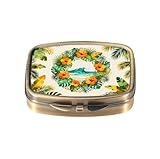 Dynippy Pill Case Pill Box with Mirror Retro Pocket 2 Compartment Medicine Case Vitamin Pill Organizer for...