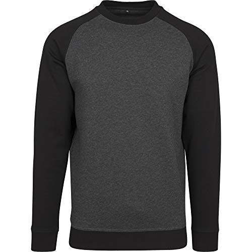 Build Your Brand Herren Raglan Crew Neck Shirt (M) (Kohle/Schwarz)