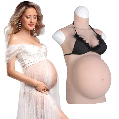 TEYVIYI Barriga De Grávida De Silicone De 9 Meses Com Seios, Preenchimento De Silicone, Barriga Fals