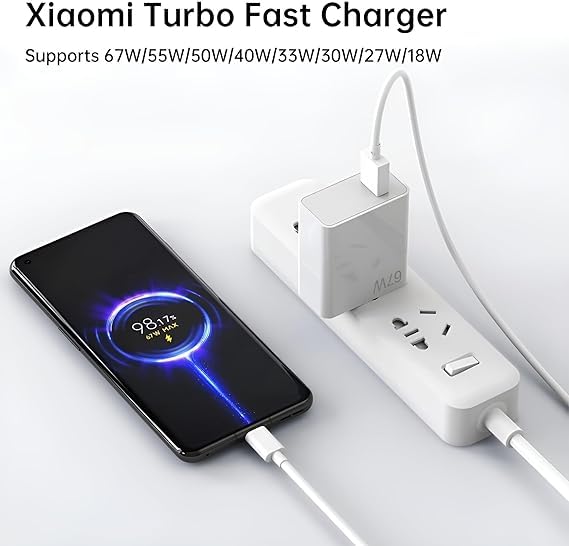 Image of 67W Mobile Phone Data Charging Cable for Redmi Note 13 Pro /12 Pro /11 Pro 5G /11S /9 pro /11 /10 Pro max /Poco X5 /X4 Pro /M5 Pro /M4 /X3 pro /Mi 11 Ultra /11 Lite Ne /11t /10i Hyper Charge Turbo, White (VIP-195)