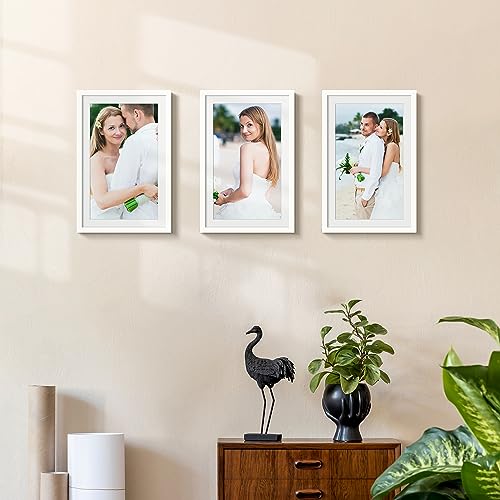 Image of upsimples 11x17 Picture Frame, Display Pictures 9x15 with Mat or 11 x 17 Without, Wall Hanging Poster Frames, White, 1 Pack