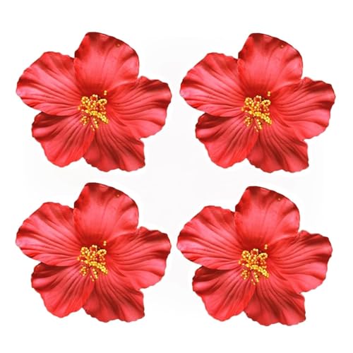 4Pcs Red 8 cm Hawaiian Flower Hair Clip for Women Girls Fashion Bohemian Flowers Hair Accessory for Dancer Bridal Wedding Beach Party