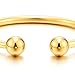 COOLSTEELANDBEYOND Elastic Adjustable Gold Stainless Steel Ball Cuff Bangle Bracelet for Men Women Polished