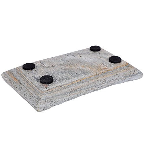 Creative Home Natural Slate Bar Soap Dish, Soap Tray Holder,Bathroom Countertop Organizer, 5.5" X 3.5" X 0.8" H, Grey #TOP3