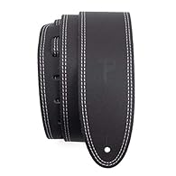 HIGH QUALITY : Black leather with double stitching. Width of 2,5" and length from 52" to 58" inches long. Adjustable length, take the strain off your shoulders and neck with a soft and comfortable strap that provides weight distribution. GUITAR ACCES...