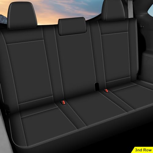 AOMSAZTO Custom Fit Highlander Seat Covers: for Toyota Highlander 2020 2021 2022 2023 2024 2025-Three-Row 7 Seats,Second Row Captain Chair Faux Leather-Black