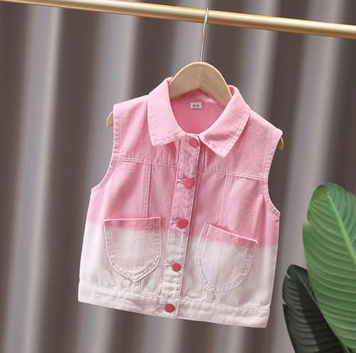 ASHER FASHION Girls Gradient Denim Vest Button Sleeveless Jean Tank Jacket with Pockets Sequins Bow Hearted Fall Outwear2